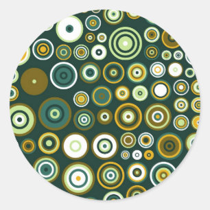 Adesivo Redondo Arte abstracta verde e branca do vintage do anos
