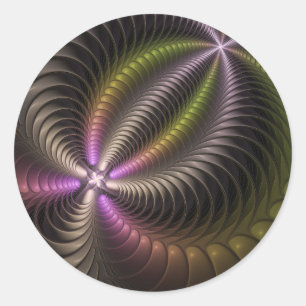Adesivo Redondo Arte abstrata brilhante e trippy fractal 3D Colori