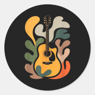 Adesivo Redondo Arte abstrata de guitarra minimal engraçado presen