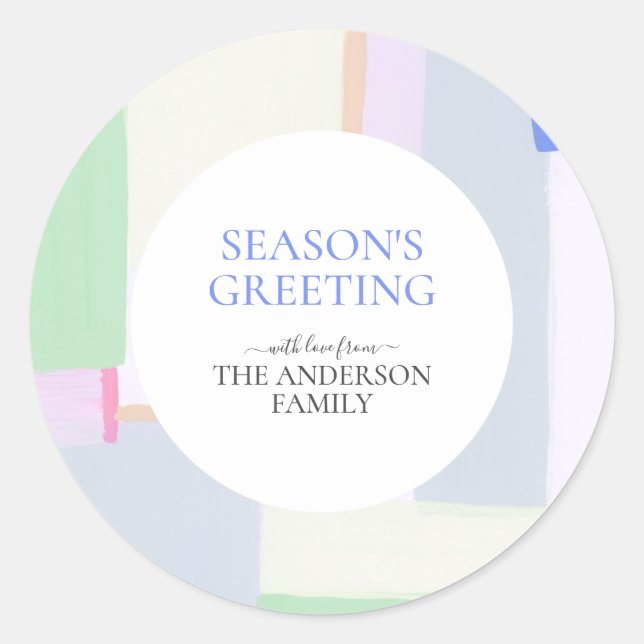 Adesivo Redondo Arte abstrata Feliz Natal Presente de Natal Clássi (Frente)