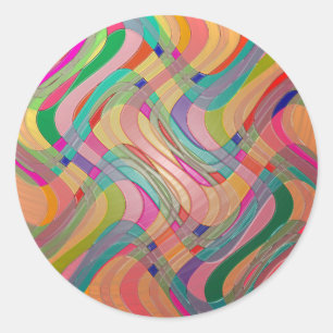 Adesivo Redondo Arte Abstrata Moderna Olhar de Vidro Colorido Fosc