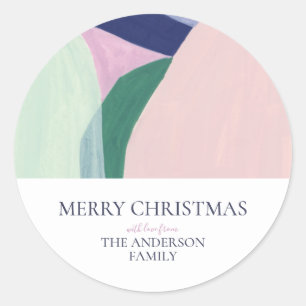 Adesivo Redondo Arte abstrata presente de Natal com foto personali