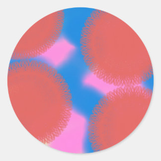 Adesivo Redondo arte abstrata vermelho rosa e azul 56789