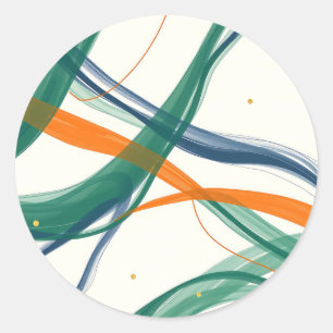 Adesivo Redondo Arte Abstrato moderna com linhas e Ouros varres