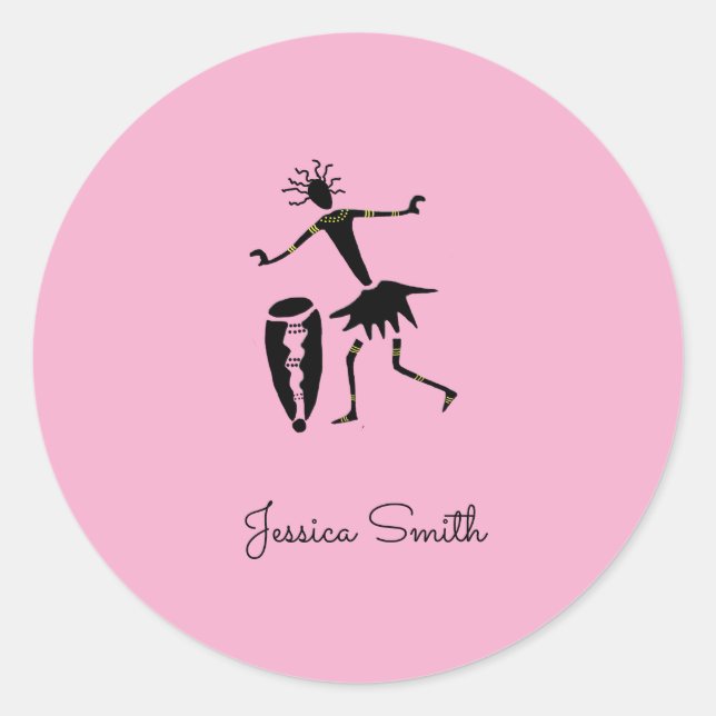 Adesivo Redondo Arte Africana, Dança Inspiradora (Frente)