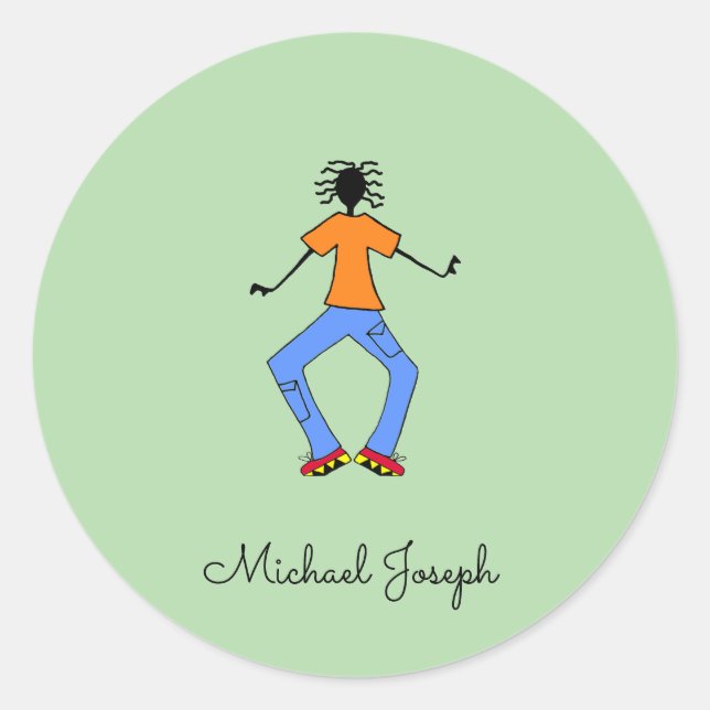 Adesivo Redondo Arte Africana, Mestre Dançarino (Frente)