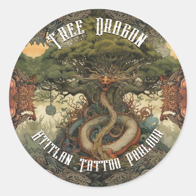 Adesivo Redondo Arte AI da Árvore Japonesa Bonsai Tree (Frente)