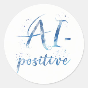 Adesivo Redondo Arte AI-Positive Text