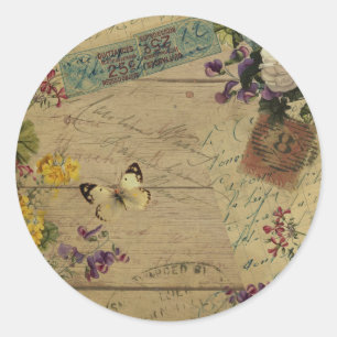 Adesivo Redondo arte alterada vintage