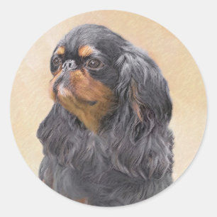 Adesivo Redondo Arte Animal Original Pintura Inglesa Toy Spaniel