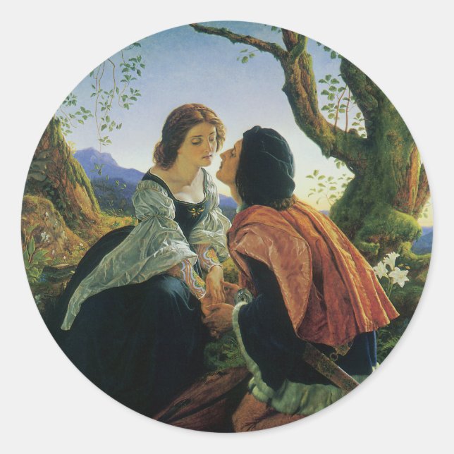 Adesivo Redondo Arte Antiga, Amantes ao Crepúsculo, Sir Joseph Noe (Frente)
