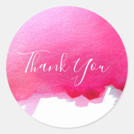 Adesivo Redondo Arte aquarela rosa Obrigada