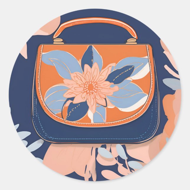 Adesivo Redondo Arte azul-laranja tropical (Frente)