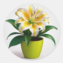 Adesivo Redondo Arte Botânica Floral Vibrante, Flores Zininas