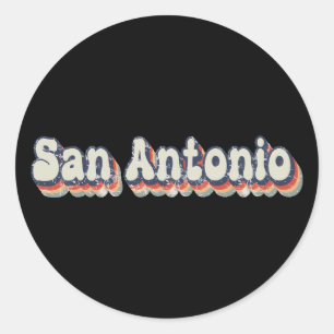 Adesivo Redondo Arte Clássica da Cidade do Cromo de San Antonio Te