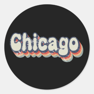 Adesivo Redondo Arte Clássica do Chrome de Chicago Illinois
