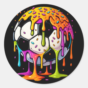 Adesivo Redondo Arte Colorida de Futebol Esportivo com Efeito de G