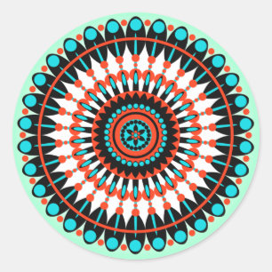 Adesivo Redondo Arte Colorida de Mandala Geométrica-46456