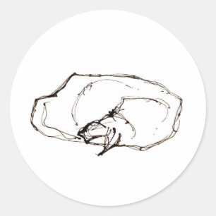 Adesivo Redondo Arte com Caneta e Tinta Desenho de Gato Adormecido