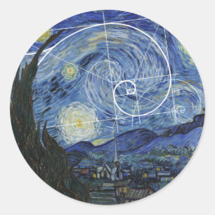 Adesivo Redondo Arte Conhece Matemática, Van Gogh Conhece Camiset