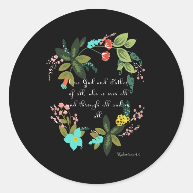 Adesivo Redondo Arte Cristã legal - Efesianos 4:6 (Frente)