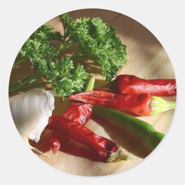 Adesivo Redondo Arte culinária picante (Frente)