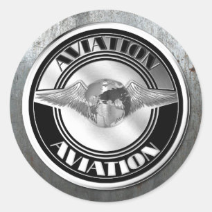 Adesivo Redondo Arte da aviação do vintage