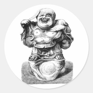Adesivo Redondo arte da ilustração da estátua do homem de buddh
