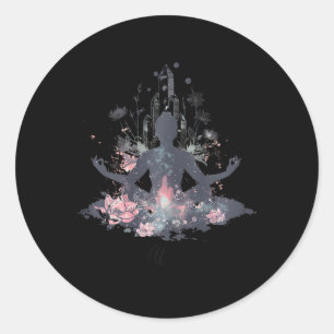 Adesivo Redondo Arte da Jornada de Mantras de Meditação Zen e Yoga