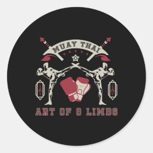 Adesivo Redondo Arte De 8 Membros Muay Thai