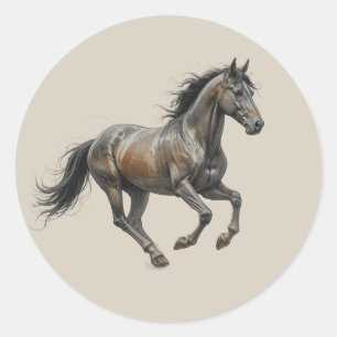 Adesivo Redondo Arte de Animal Cavalo Puro-Sangue Thoroughbred Amo