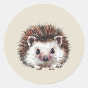 Adesivo Redondo Arte de Animal Selvagemouriço Fofinho Aquarela