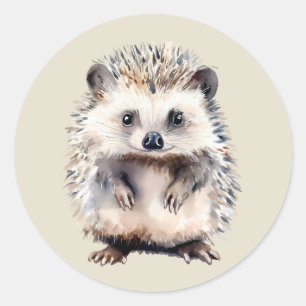 Adesivo Redondo Arte de Animal Selvagemouriço Fofo Aquarela