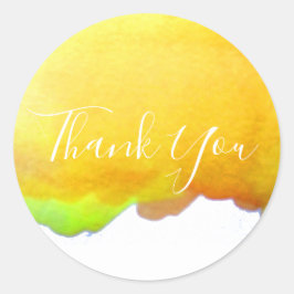 Adesivo Redondo Arte de aquarela amarelo-canário Obrigado