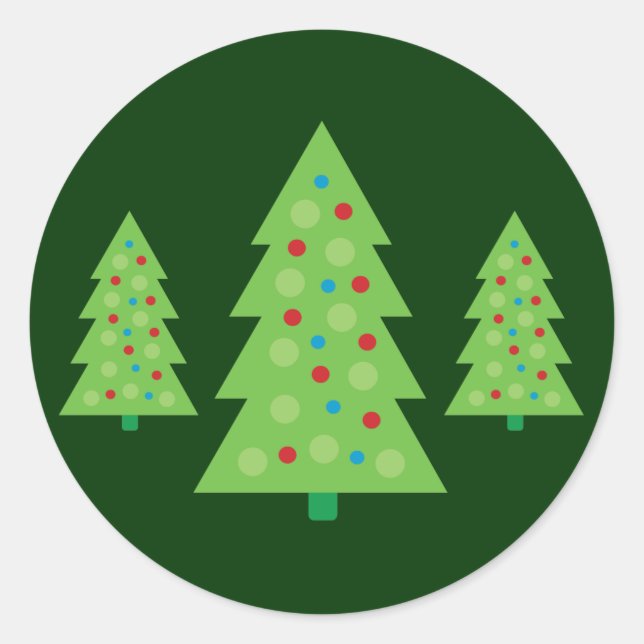 Adesivo Redondo Arte de Árvore de Natal Moderna (Frente)