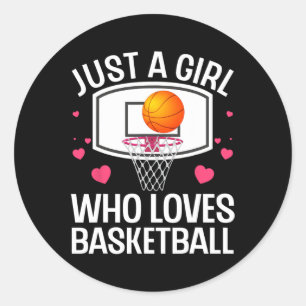 Adesivo Redondo Arte De Basquete Divertida Para Meninas Faculdades
