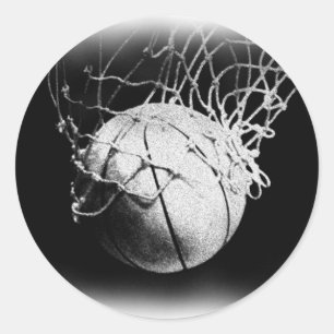 Adesivo Redondo Arte de Basquete Negra