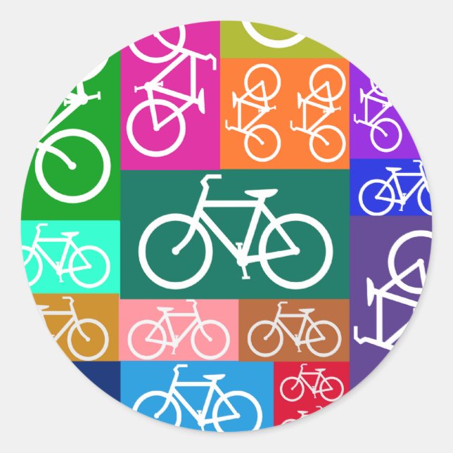 Adesivo Redondo Arte de Bicicletas de Correção (Frente)