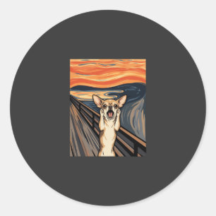 Adesivo Redondo Arte de Cachorro Expressionista Grito de Chihuahua