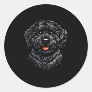 Adesivo Redondo arte de cachorro labradoodle preto fofo para