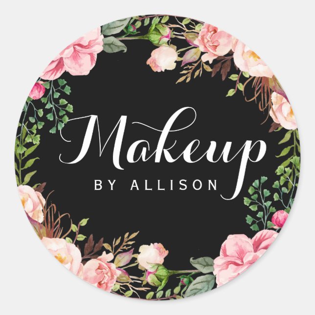 Adesivo Redondo Arte De Caligrafia De Artista Makeup (Frente)