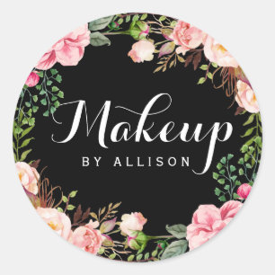 Adesivo Redondo Arte De Caligrafia De Artista Makeup