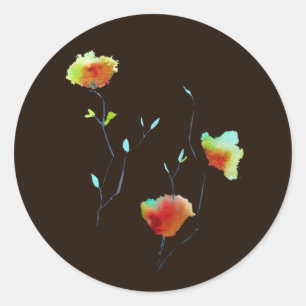 Adesivo Redondo Arte de casamento de folhas tropicais do Havaí