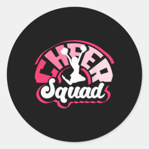 Adesivo Redondo Arte de Cheerleader Fofa Mulheres Garotas Equipe d