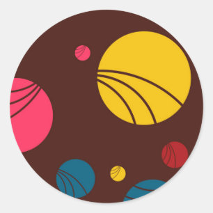 Adesivo Redondo Arte de círculos positivos, brincalhões, felizes, 