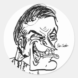 Adesivo Redondo arte de desenho animado de vilão assustador