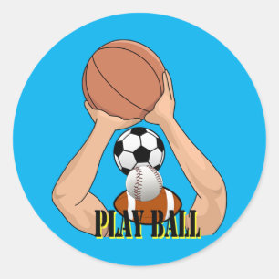 Adesivo Redondo Arte de desenho animado do atletismo da Ball Games