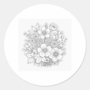 Adesivo Redondo arte de design floral
