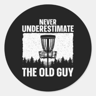 Adesivo Redondo Arte de Disc Golf para Avô Homens Pai Jogador de D