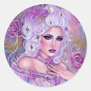 Adesivo Redondo Arte de fantasia rococó do Dia dos Namorados por R